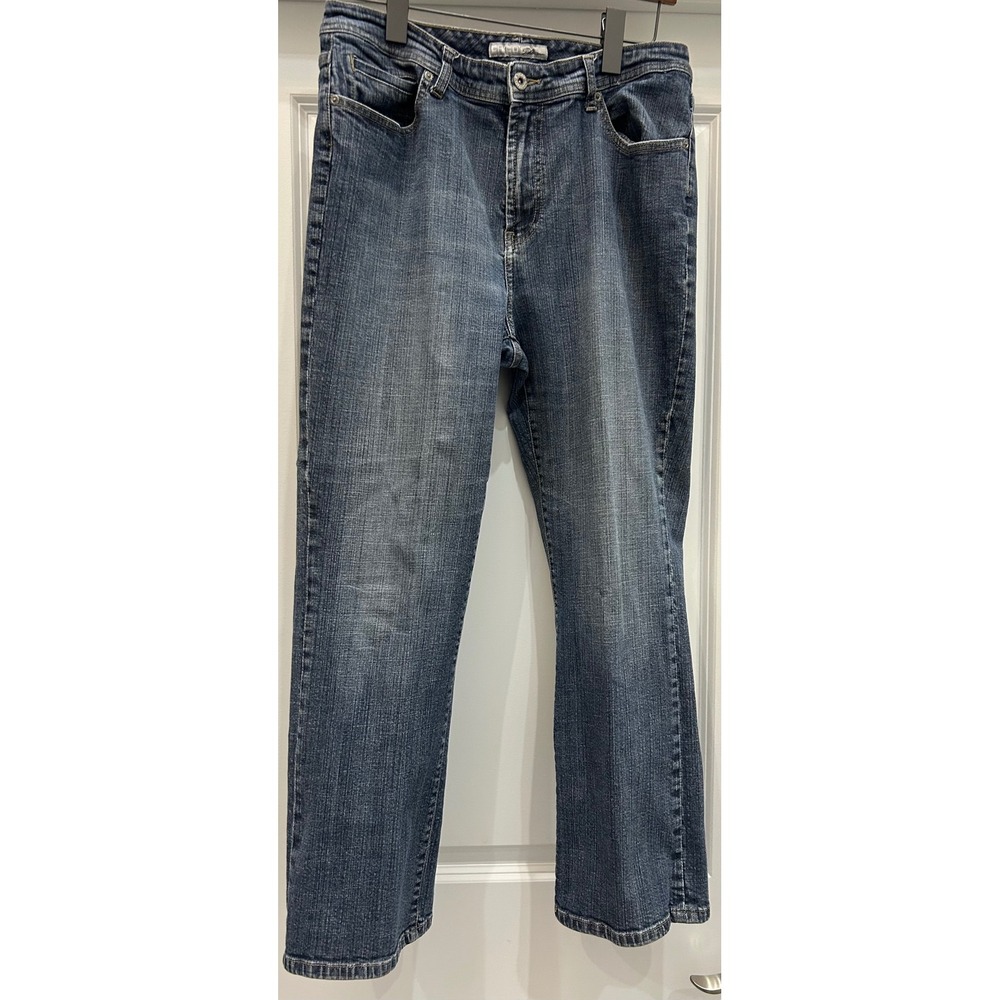 Chicos Platinum Straight Leg Jeans Blue Medium Wash Denim Size 2 Short Comfort‎